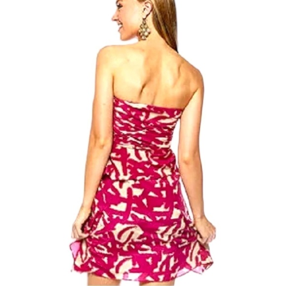 Miss Me Couture Strapless Layered, Ruched, Asymmetric Hem Pink Dress - Picture 7 of 13